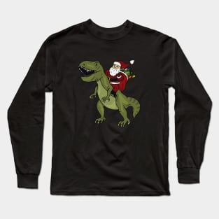 Dinosaur Christmas Gift Xmas T Rex Santa Funny Long Sleeve T-Shirt